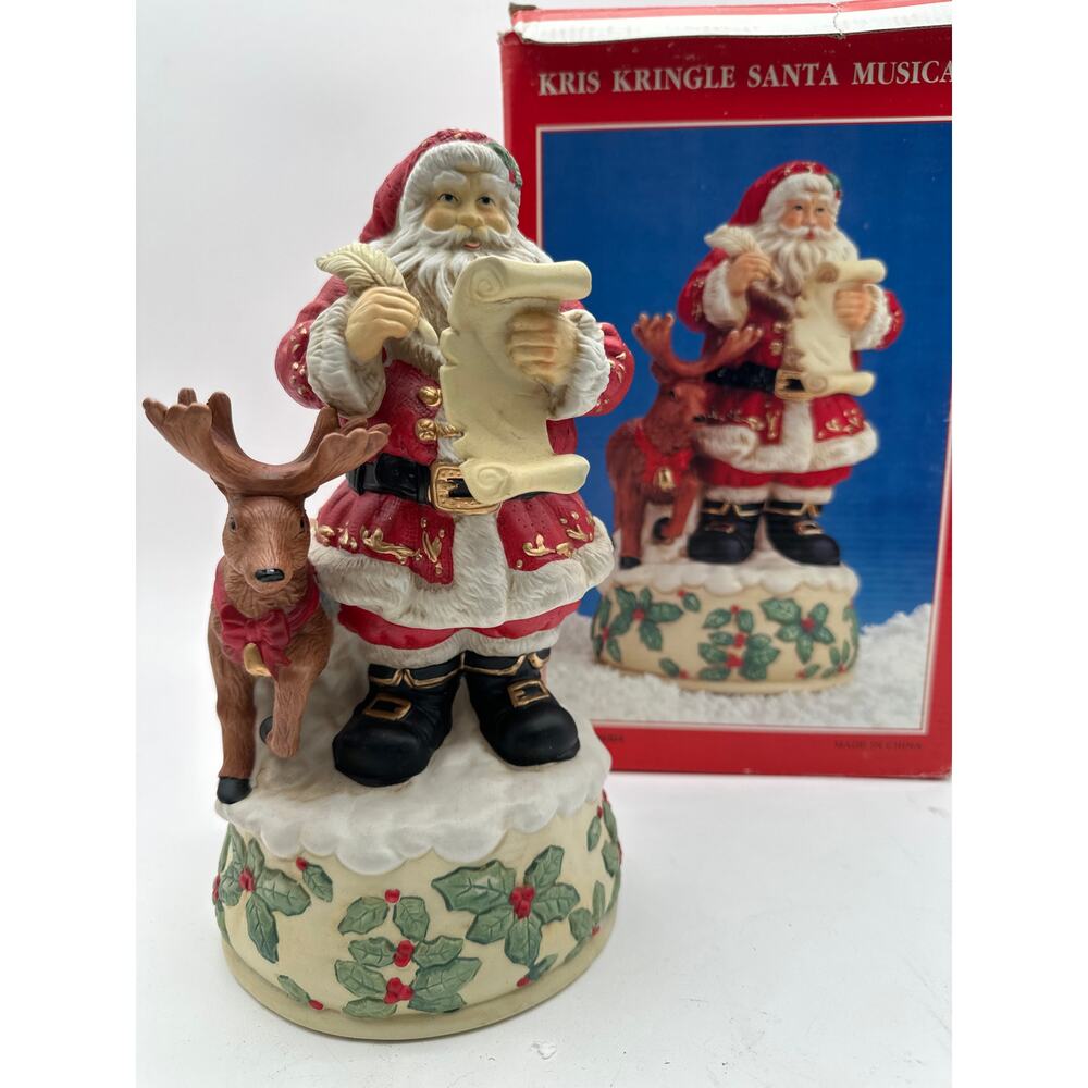 Kris, Kringle, Santa reindeer list, naughty nice musical music box